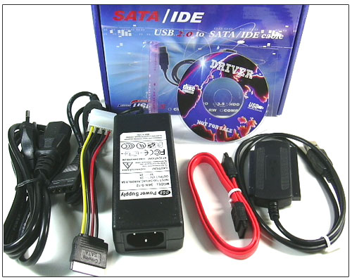 USB 2.0 To IDE (2.5" / 3.5") + SATA Cable with Power Adapter